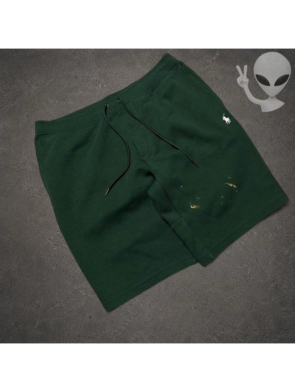 Polo Ralph Lauren Fleece Sweat Shorts Mens Size L Green Drawstring Pony Athletic